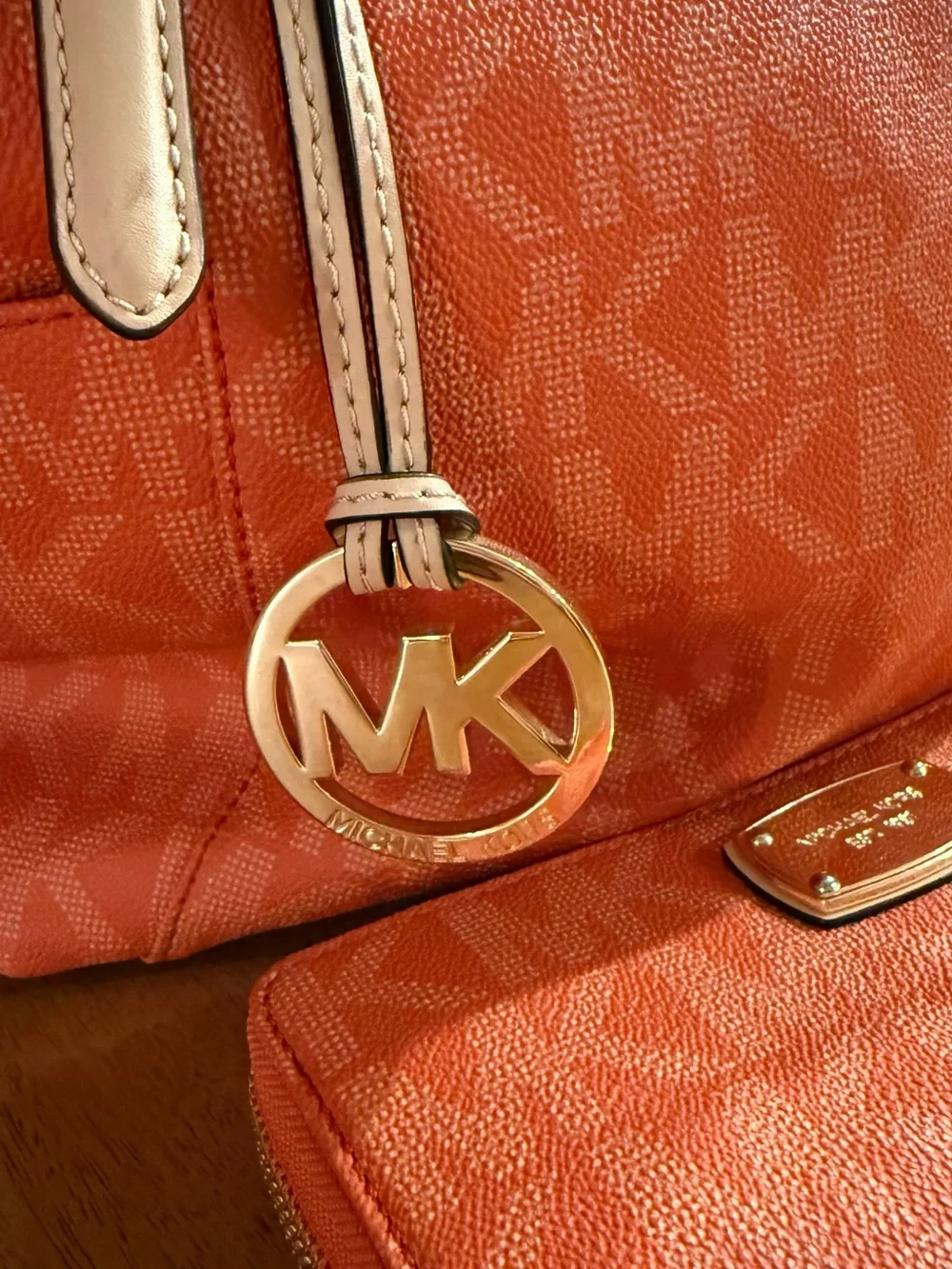 Michael Kors Signature Orange Tote with Matching Wallet